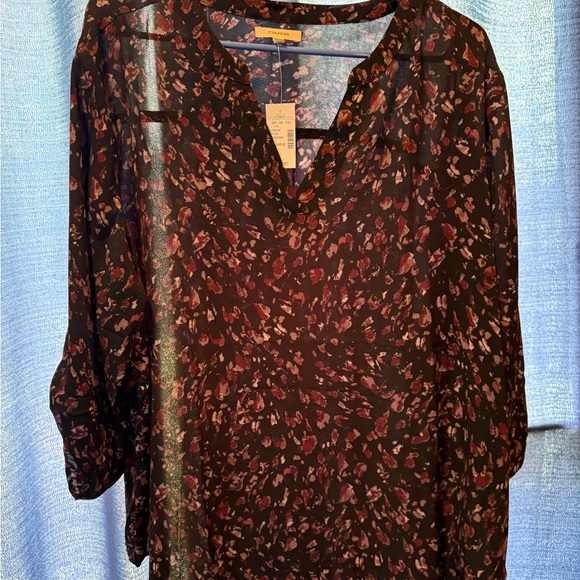 Women's navy and purple patterned top - Picture 1 of 4